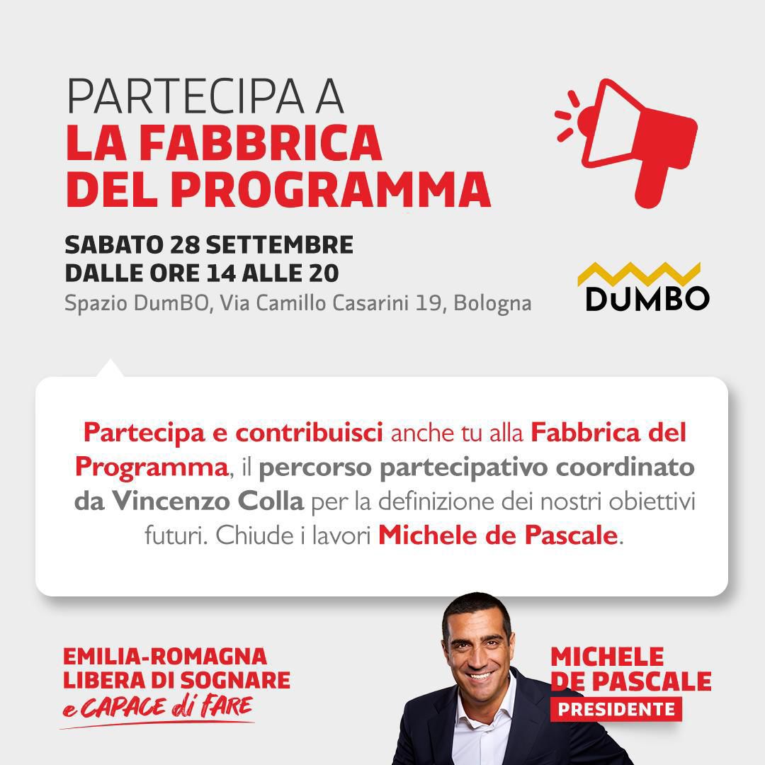 Featured image for ““Fabbrica del programma” rinviata al 5 ottobre al DumBO di Bologna”