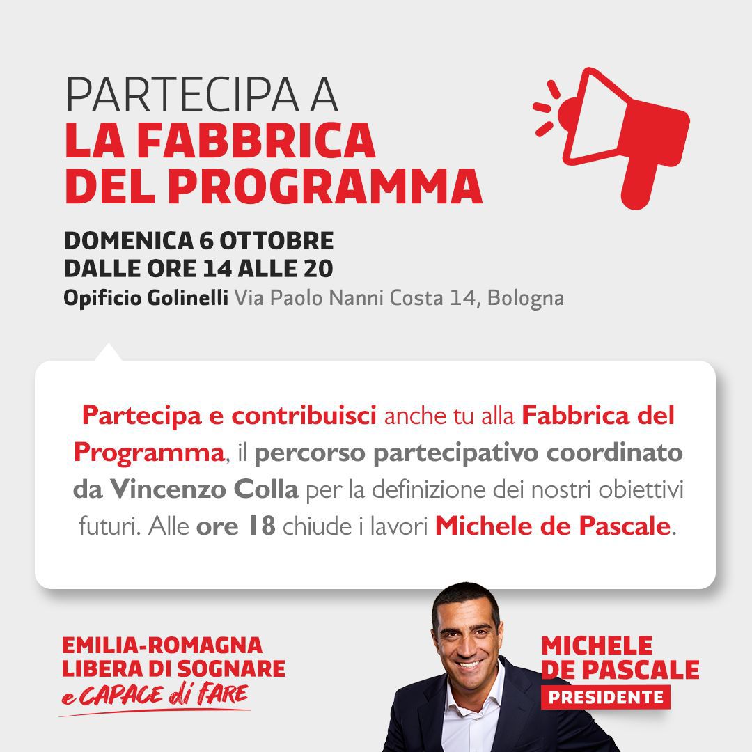 Featured image for ““La fabbrica del programma” riprogrammata domenica 6 ottobre sempre a Bologna”